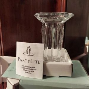 PartyLite Quad Prism Pedestal Candle Holder 24% Lead Crystal P7374 BNWT